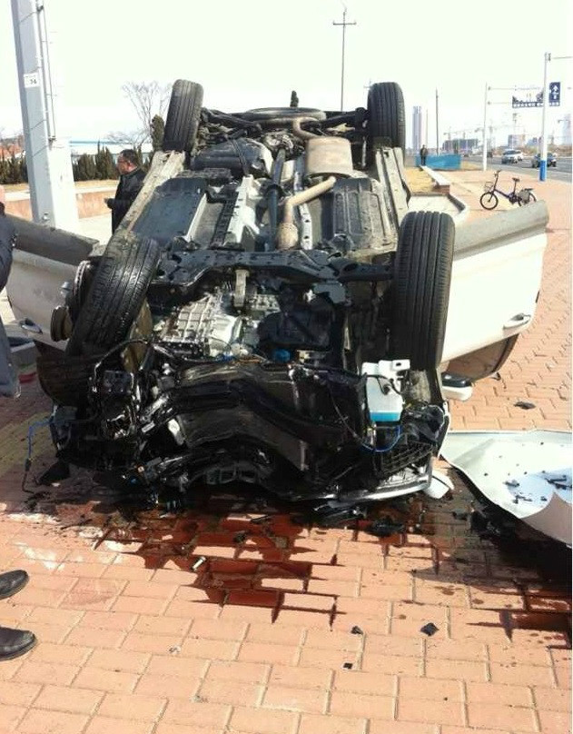 중국 트럭 자전거 사고